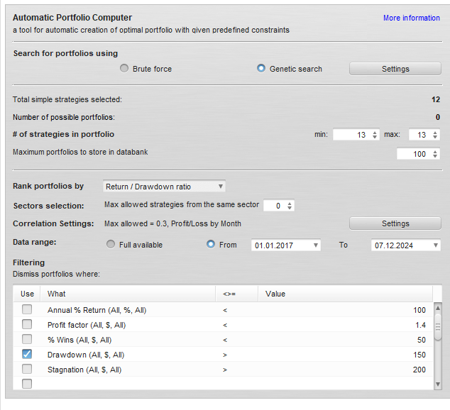 estadísticas con QuantAnalyzer